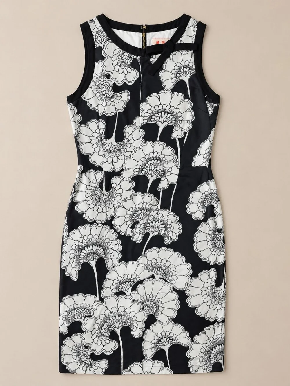 Kate Spade x Florence Broadhurst Floral Silk Dress Black White Shift Womens Sz 6